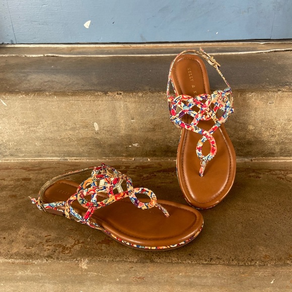 Kelly & Katie Shoes - Kelly & Katie Women's Multicolor Braided T-Strap Sandals